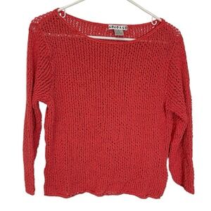 Coco & Co Medium Pink Open Knit Top Stretch Boho Cropped Sweater Boho Hippie